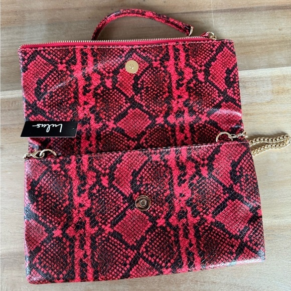 Lulus Red Python Crossbody Clutch Purse - Picture 3 of 8